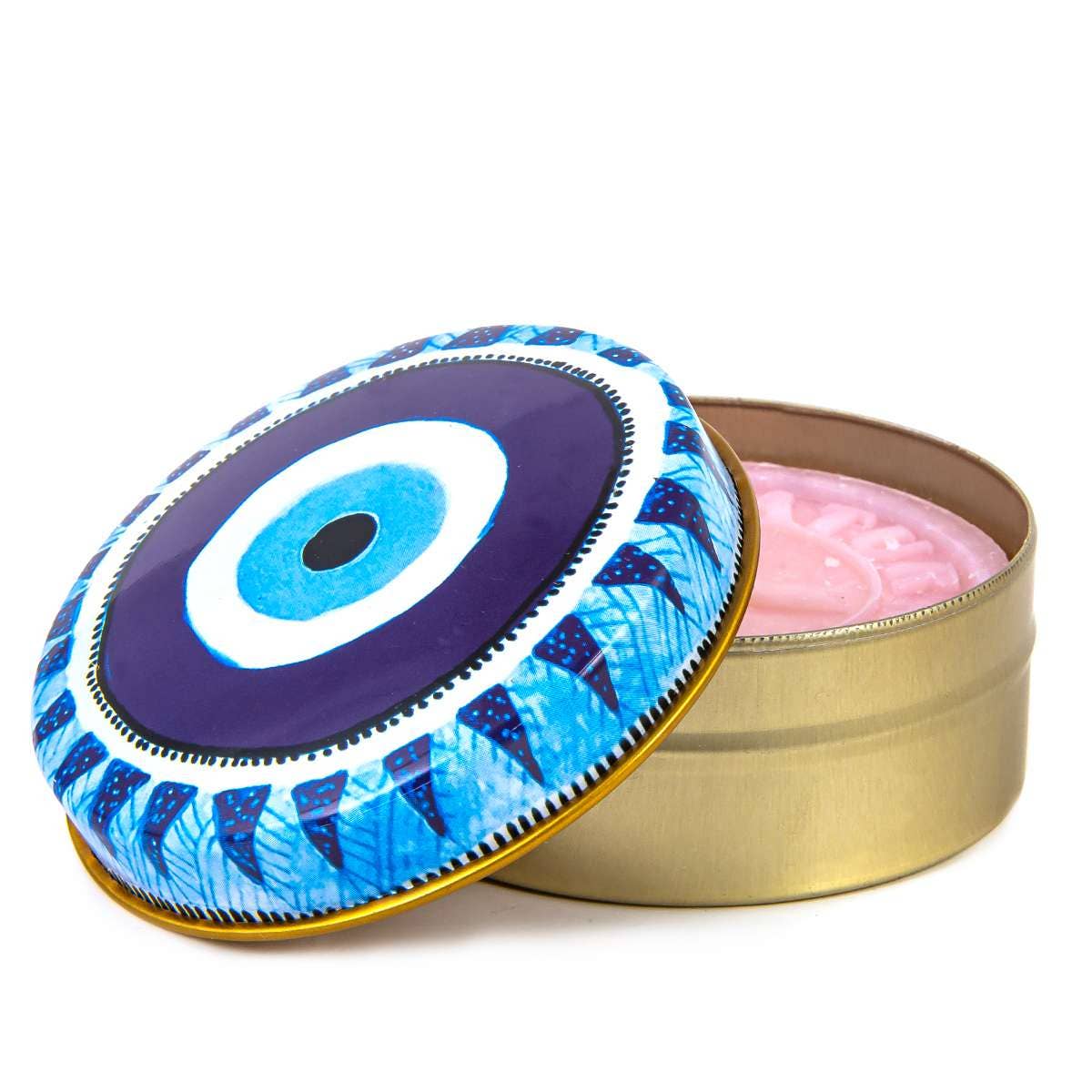 Natural Olive Oil Soap in Metal Box Evil Eye Design