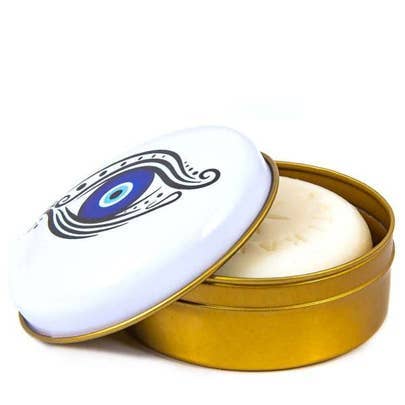 Natural Olive Oil Soap in Metal Box Evil Eye Design