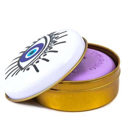 Natural Olive Oil Soap in Metal Box Evil Eye Design