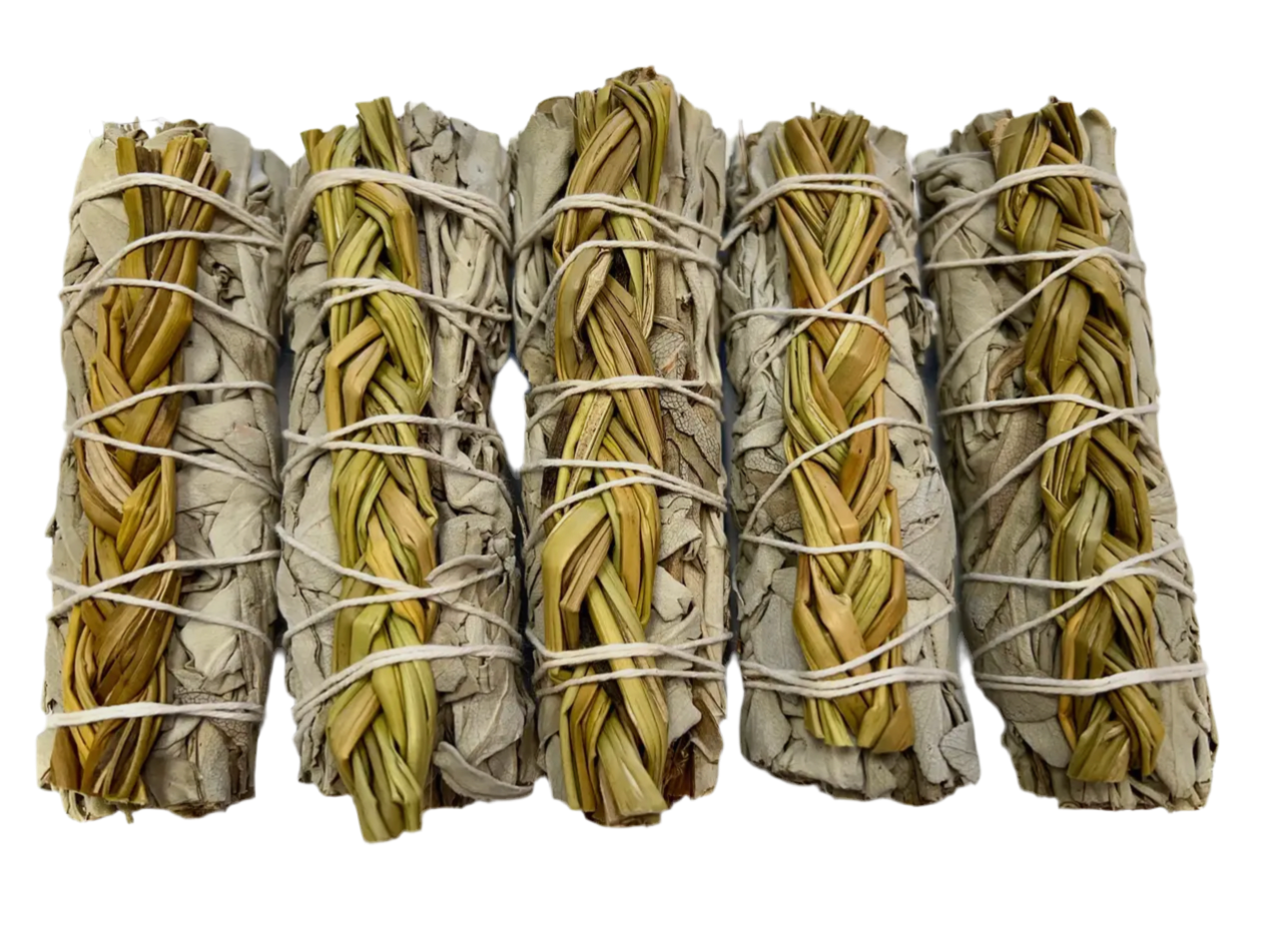 Braided Sweetgrass and White Sage Bundle