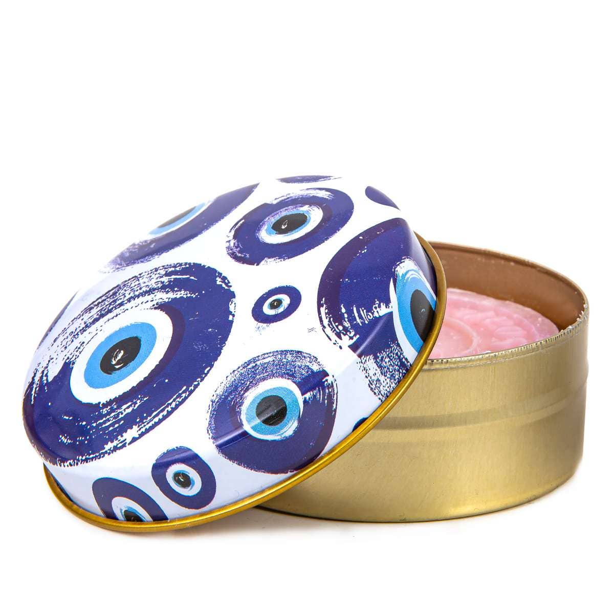 Natural Olive Oil Soap in Metal Box Evil Eye Design