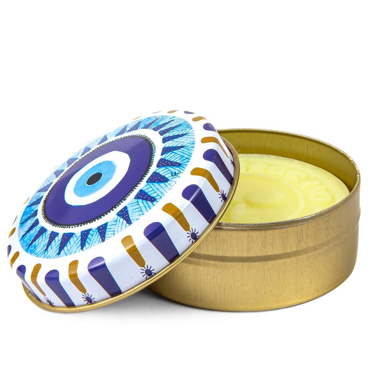 Natural Olive Oil Soap in Metal Box Evil Eye Design